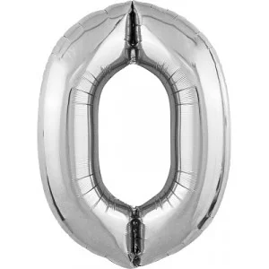 Шар Agura Slim серебро цифра 0 (40\'\'/102 см) 754603