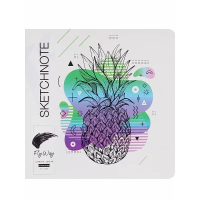 TM "FlyWay" Скетчноут 12л. АНАНАС В ГРАФИКЕ (12-7961) сшивка, 210г/м2, 50%хлопок, 4+4, 185х185 12-7961