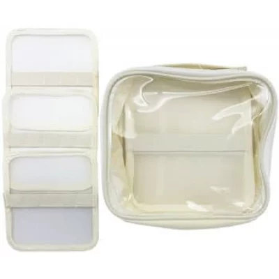 Пенал DG-615/DH-275 Косметичка, квадратная, 1 отделение, текстиль с силиконом, с 3мя вкладышами для мелочей, бежевый LG-12841 331039