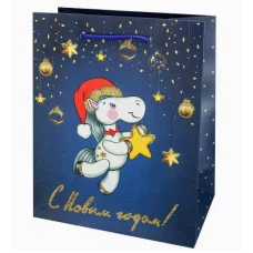 Dream cards Пакет подароч. мат.лам. глит 18х23х10 см (M) Лошадка со звездой 190г ППК-2423