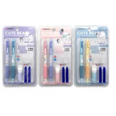 Ручка перьевая DJ-108 "Пиши стирай" 2 штуки, автомат + 2 картриджа, 0,38мм, с мягким грипом, увлажнитель для пера, ассорти, в блистере 6358B 332906