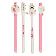 Ручка гелевая-прикол СТИРАЕМЫЕ ЧЕРНИЛА стержень черный, корпус МИКС Кошечка(штрихкод на штук)6861749