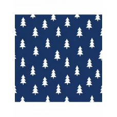 Коробка квадратная одинарная Новогодние ели на синем 17,5х17,5х10 см ПП-9801