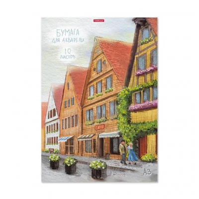 Бумага для акварели в папке ErichKrause® Promenade А3 10 листов 49821