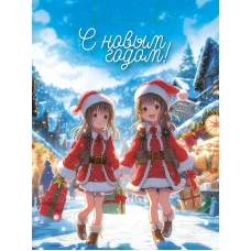 Optima Пакет подарочный с глянц.ламинац.18x23x8см(M) Аниме Рождество,128г(собст.раз.) ПКП-7276