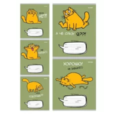 Тетрадь ЛИНИЯ 24л. ЗАБАВНЫЙ КОТ И ФРАЗЫ (24-5799) цвет.мелов.обл. 24-5799