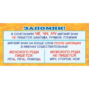 ШМ-3352 Карточка. Запомни! Чк, чн, нч (формат 61х131 мм) / Карточки для обучения Сфера (о) демонстрационные