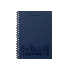 Тетрадь общая с пластиковой обложкой на спирали ErichKrause® MEGAPOLIS®, синий, А5, 80 листов, клетка, микроперфорация 45946