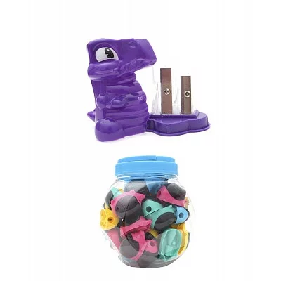 TM"Profit"Точилка с контейнером КРОКОДИЛ 6х4,4х5 см (375) ассорти в пластик. тубе, 375