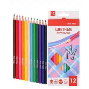 Карандаши цветн пластик 2М,набор гексаг. 12цв. КОРОНА (КЦ-9300), гриф.d=3,0mm, КЦ-9300