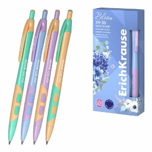 Ручка шариковая автоматическая ErichKrause XR-30 Matic&Grip Pastel Bloom 0.7 цвет чернил синий, 1шт 61084