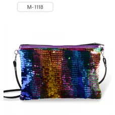 Сумочка M-1118 с пайетками GOJI 3, через плечо, на молнии, 20 х 28.5 см, асс. 6 цветов, ОПП-уп. M-1118