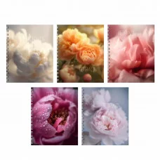 Тетради А5 96л. Гребень. Клетка. Обложка: мелованный картон, ламинация Soft Touch. Бумага белый офсет 60г/м2 Цветочная поэзия ТС968852