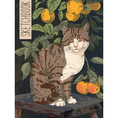 СКЕТЧБУК А5. КОШКА НА ТАБУРЕТКЕ (выб.лак, хаки резинка) 467-0-159-11651-6