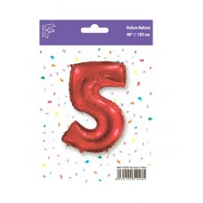 Шар (40\'\'/102 см) Цифра, 5, Красный, 1 шт. в уп. B901765R
