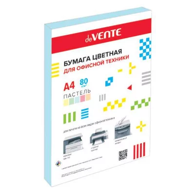 Бумага цветная А4 80г/м2 пастель 50л голубой DEVENTE 2072906 460992