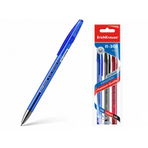 Ручка гелевая ErichKrause® R-301 Original Gel Stick 0.5, цвет чернил: синий, черный, красный (в пакете по 3 шт.)