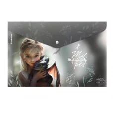 Папка-конверт на кнопке пластиковая ErichKrause Magic Pet, A4, ассорти  63509