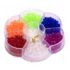Набор для создания украшений-бисер Alingar, 80х80х12 мм, "Rainbow", бисер 6 цв., 1х1,1 м леска, пластик. пенал AL12864