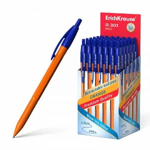 Ручка шариковая автоматическая ErichKrause R-301 Matic Orange 0.7 цвет чернил синий, 1шт 38512