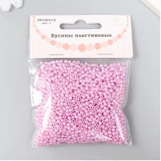 Набор бусин "Рукоделие" пластик, диаметр 3 мм, 25 гр, светло-розовый 9527140 9527140