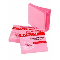 Бумага для заметок с клеевым краем РОЗОВАЯ ЗБ-1555 76х76 мм, 100л,