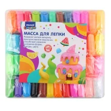 Mасса для лепки, 48 цветов по 13 г, пластиковые стеки 3 шт в комплекте M-4194-48