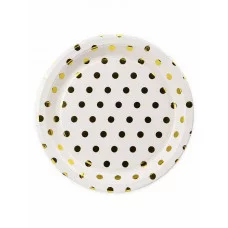 Бумажные тарелки с  золотым тиснением  Горох,18 см,6 шт, еврослот СП-5166