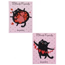 БЛОКНОТ А7 48л. ЧЕРНЫЕ КОТЫ С СЕРДЕЧКАМИ Б48-0538 КБС