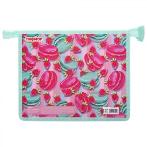 Папка для тетрадей ПИФАГОР А5, 1 отделение, пластик, молния сверху, "Macaroon", 270130