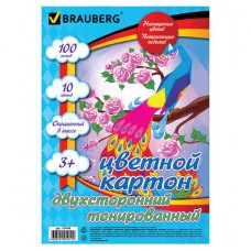 Цветной картон А4 ТОНИРОВАННЫЙ В МАССЕ, ассорти, 220г/м2, BRAUBERG, 124745