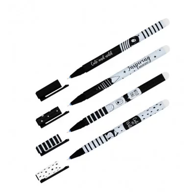 Ручка гелевая стираемая MESHU "Black&white" синяя, 0,5мм, корпус ассорти, софт-тач 343472