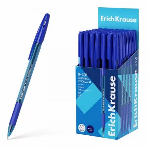 Ручка шариковая ErichKrause R-301 Stick&Grip Original 1.0 цвет чернил синий, 1шт 60972