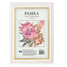 Рамка пластиковая 10*15см, OfficeSpace, № 9, белый/золото 247114