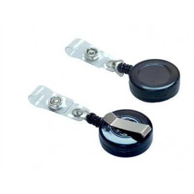 Держатель для бейджа круглый, рулетка, петля, черный с прозрач.вставкой Т543 SL 3263 326336