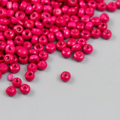 Бусины для творчества дерево "Ярко-розовые" d=0,4 см набор 20 гр   9888422