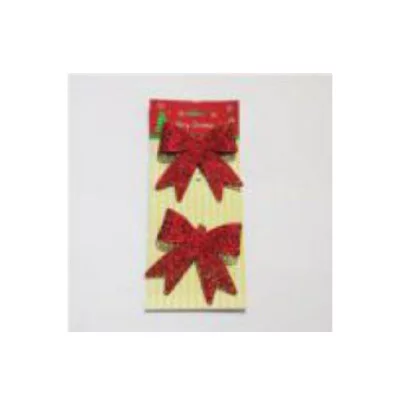 Набор красных пластиковых бантиков 10*10 см 2 шт НУ-4951