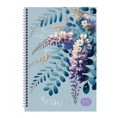 Тетрадь 100л., А4 клетка на гребне BG "Цветы. Акация", матовая ламинация, тиснение фольгой, твердая обложка 373403