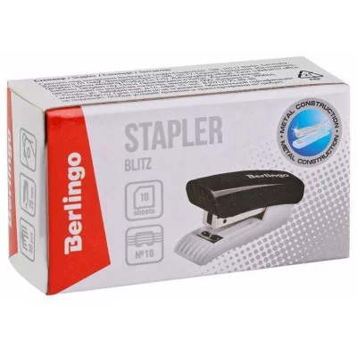 Мини-степлер №10 Berlingo "Blitz" до 10л., пластиковый корпус, черный 277236
