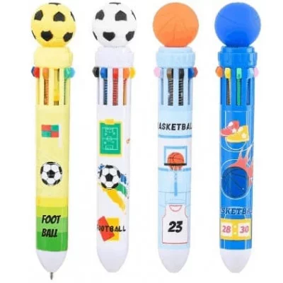 Авторучка 10-ти цветная SPORTS  детская цветной корпус с рисунком ассорти JD-6647