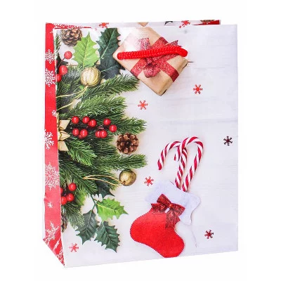 Пакет подарочный с глянцевой ламинацией 22x31x10 см (ML) Подарки под ёлочку, 157 г ПКП-6132