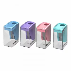 Точилка пластиковая ErichKrause City Mini Pastel с контейнером ассорти, 1шт 61277
