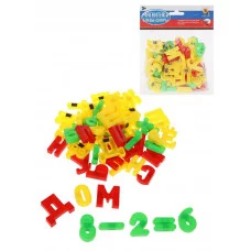 Магнитики буквы и цифры, 63 дет. в ассорт. пакет R63