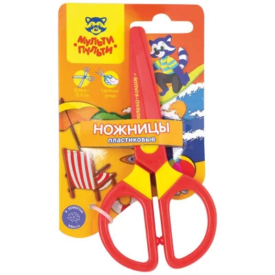 Ножницы детские пластиковые Мульти-Пульти "Приключения Енота" 12,5см, ассорти, европодвес 258782