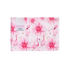 Альбом для рисования А4 40л ФЛАМИНГО И ЦВЕТЫ (40-5481) гребень офсет Аль4626