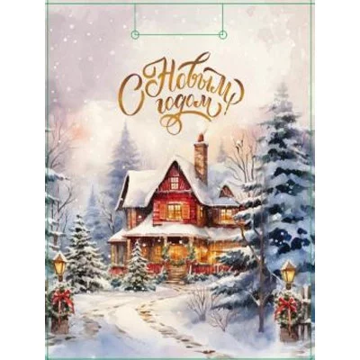 Dream Cards Пакет подароч.с мат.лам.и тис.фол.18x23x10см(M)Зимняя деревушка,190г(собс.раз.) ПКП-6649