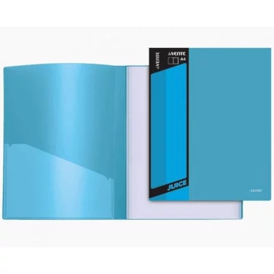 Папка с 40 вкладышами "Juicy" A4, 450 мкм, вкладыши 30 мкм, фактура "песок" внешний карман со сменной этикеткой, внутренний карман, индивидуальная маркировка, непрозрачная ярко-голубая 3105707