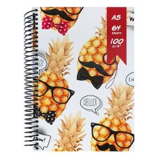 Скетчбук А5 Ананасы в очках (А5, 7БЦ, гл лам, 64л, 100г) C64-0885