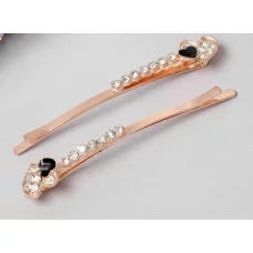 Невидимка для волос "Хайди" (набор 2 шт) сердце 6см розовое золото 10454737