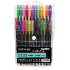 Ручки гелевые набор-24 цв. CD-805 "Neon Color" ассорти 1мм, HG6107-24 двухрядные 315519
